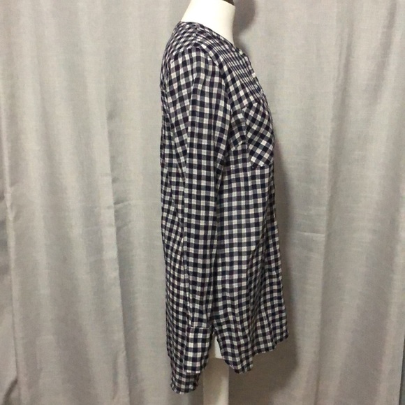 Meron Tunic Top-Sz M-Navy/White Mini Check/Plaid-Cotton-Round Neck-No Collar - Picture 9 of 15